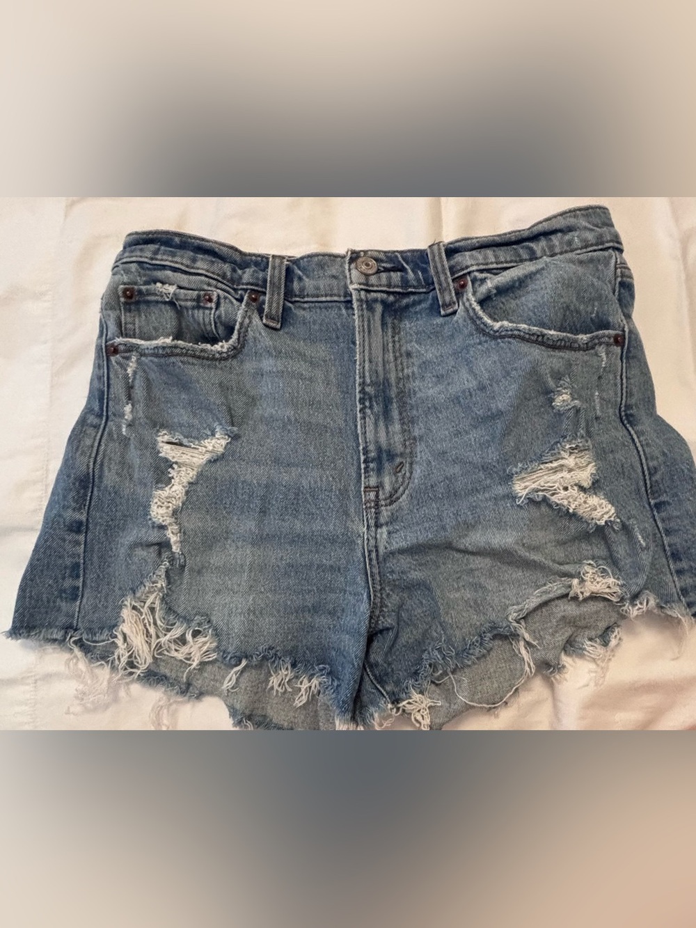 Abercrombie & Fitch High Rise Mom Shorts Distressed Denim Size 29 / 8